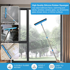 iHUFeather High Reach Duster Kit with14 ft Extension Pole High Ceiling Dusting and Window Cleaning Kit with Spliceable Pole - Cobweb Duster, Fan Blade, Window Washer & Squeegee and Feather Dusters