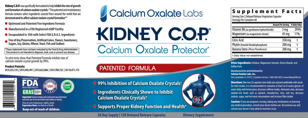 KIDNEY C.O.P. Calcium Oxalate Protector 120 Capsules, Kidney Support for Calcium Oxalate Crystals, Helps Stops Recurrence of Stones, Stronger Than Chanca Piedra Stone Breaker Supplements, 3 Pack