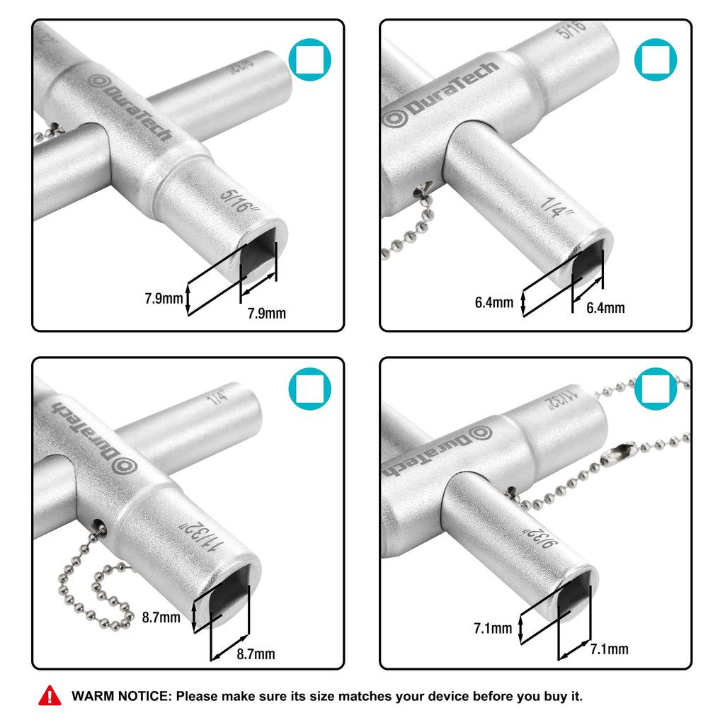 DURATECH 4 Way Sillcock Key Set, Utility Key, Multi-functional Water Key, 2-Pack, for Valve, Faucet, and Spigots