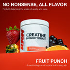 RAW Nutrition Creatine Monohydrate Powder, Fruit Punch (30 Servings) - Micronized Creatine Monohydrate Supplement for Workout Performance, Build Muscle & Strength - Creatine Powder for Men & Women