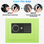 Digital Electronic Money Safe, Steel Security Lock Box with Keypad, Office Hotel Business Jewelry Gun Cash Safe, 0.23 Cubic Feet, 9.06" W x 6.69" D x 6.69" H（green）