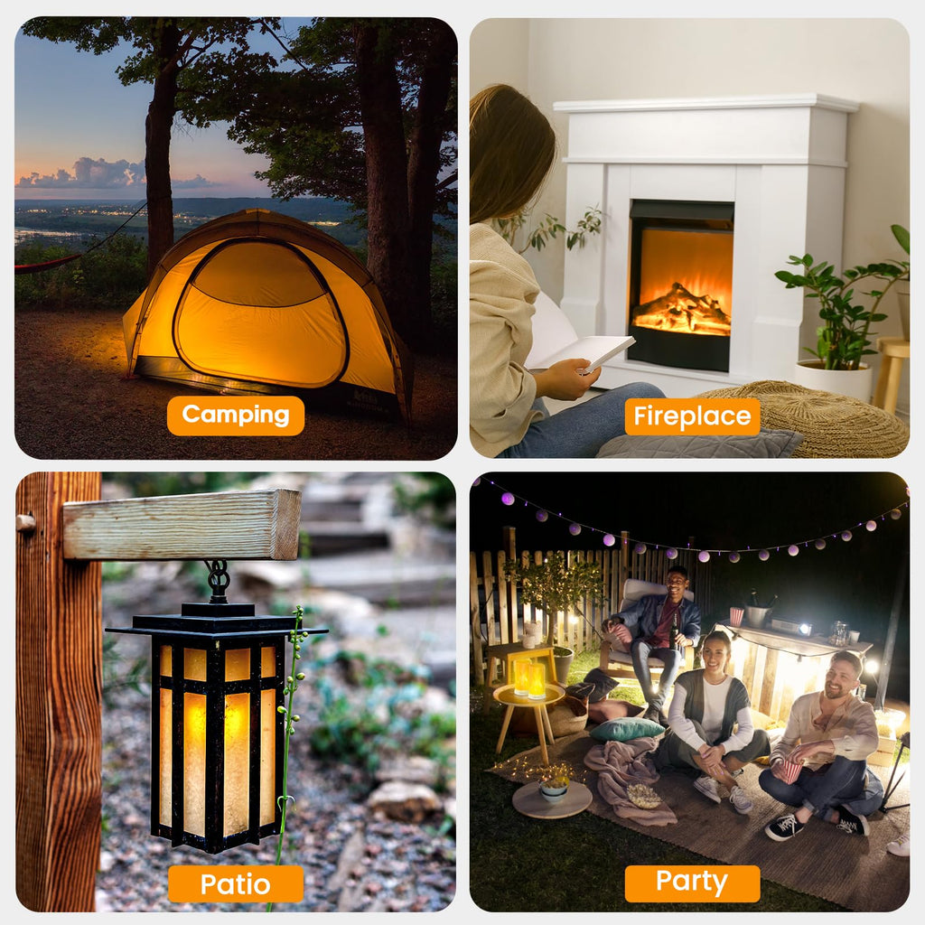 Hompavo 【Upgraded】 Flame Lights with Remote, Timer, 4-Mode Rechargeable