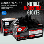 MED PRIDE 8 Mil Xl Disposable Black Nitrile Gloves Heavy Duty Diamond Textured Powder Free Latex Free Box of 100