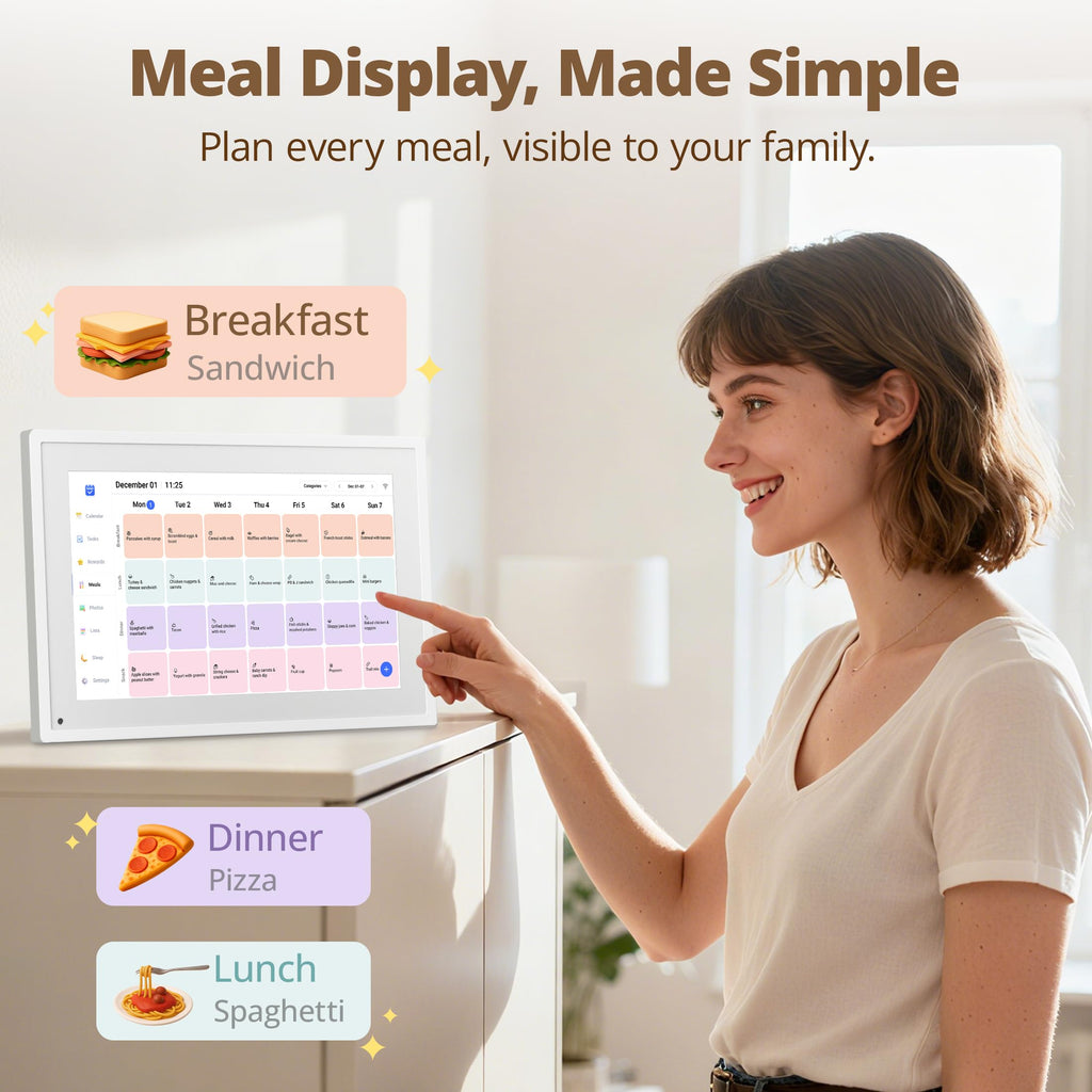 Dragon Touch 10.1 inch Digital Calendar Chore Chart – Interactive Touchscreen, Smart Family Planner, Hearth Display Desk Digital Calendar Best Gifts for Christmas, Wedding, Mom