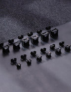 ORAZIO Black Square CZ Stud Earrings for Men Women Stainless Steel Princess Cut Cubic Zirconia Earring Studs 3MM-8MM