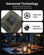 SHYMERY Solar Lantern,Outdoor Garden Hanging Lanterns,2 Pack 14 Inch Lasts 3X Longer 10 lumens Waterproof LED Flickering Flameless Candle Mission Lights for Table,Outdoor,Party Decorative