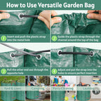 Jesosia Garden Rake for Leaves with Leaf Bag & Gloves - 65 Inch Adjustable 25 Tines Metal Rake Set with 72 Gallon Reusable Yard Waste Bags for Gardening Lawns Outdoor Camping Shrub Grass Bush