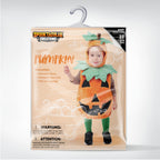 Spooktacular Creations Deluxe Pumpkin Costume with Plush Green leaves for Toddler, Kids Halloween Dress Up, Pumpkin Themed Party (3T)