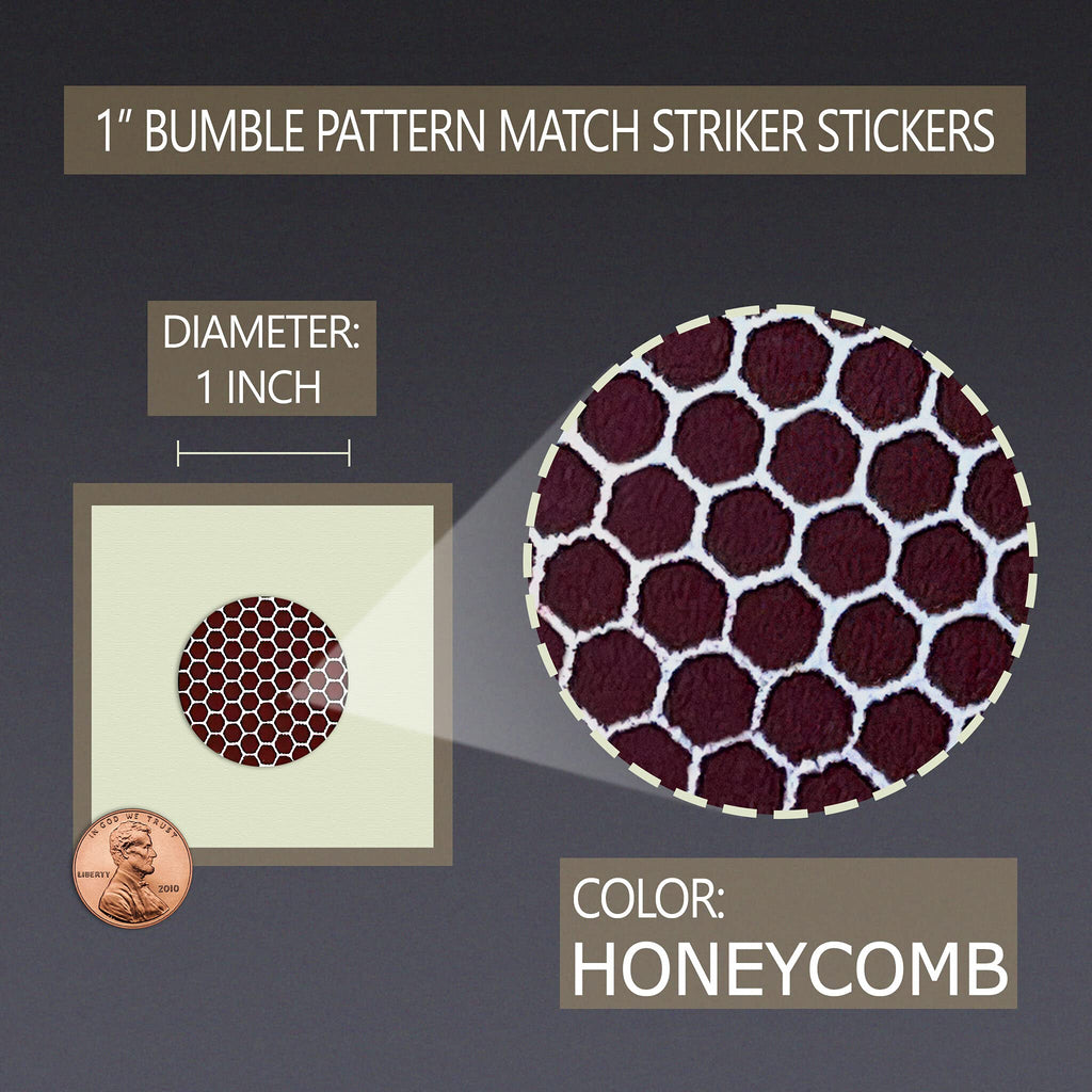 1” Circle Match Striker Stickers – 100 Pieces | Bumble/Dotted Pattern Match Strike Paper with Adhesive Pre-Cut in Circles for Easy Match Lighting | Also Available in Charcoal or Brown & Many Sizes