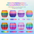 SUNLU 4KG Rainbow PLA Filament Bundle Multicolor, 4kg in Total