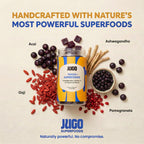 JUGO Focus + SUPERFOODS Ashwagandha Gummies with Vitamin D3 & Superfruit Blend, Vegetarian-Friendly Focus Supplement with Adaptogens, Gelatin-Free and Gluten-Free, Non-GMO, Made in USA, 40 Coun