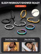 FaithHeart Stainless Steel Black Huggie Hoop Earrings for Men 10mm