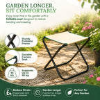 GardenHOME 7-Piece Gardening Tool Set with Folding Stool and Storage Tote Bag, Stainless Steel Garden Tools with Wooden Handles, Garden Kit for Planting, Weeding, Pruning, Yard Work, Gardening Gifts