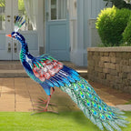 Kircust Outdoor Metal Peacock Statue, 24" L