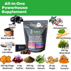 AyBet Organic Himalayan Shilajit Gold Gummies for Men and Women, Black Seed Oil, Ashwagandha, Ginseng, Turmeric, Gokshura, Lion's Mane, Lab Tested, No Sugar Added, Halal, 60Gummy