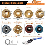 Konvixon 11PCS Wood Carving Disc Set for 4" or 4 1/2" Angle Grinder, Stump Tool Grinding Wheel Disc with 5/8" Adapter Ring, Woodworking Grinder Attachment for Cutting Shaping Carving Sanding Polishing