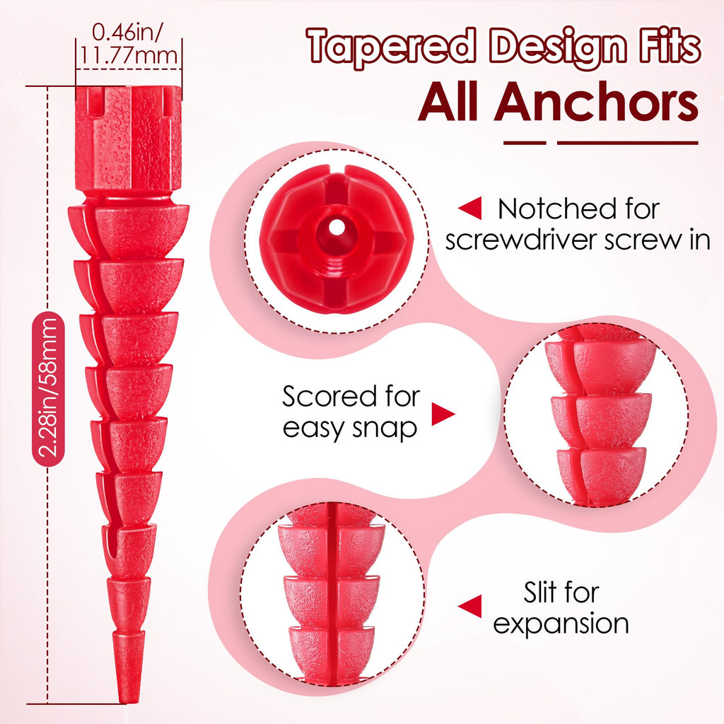 Gulfmew 10 Pcs Wood Anchor, Fix Stripped Wood Screw Holes, Red