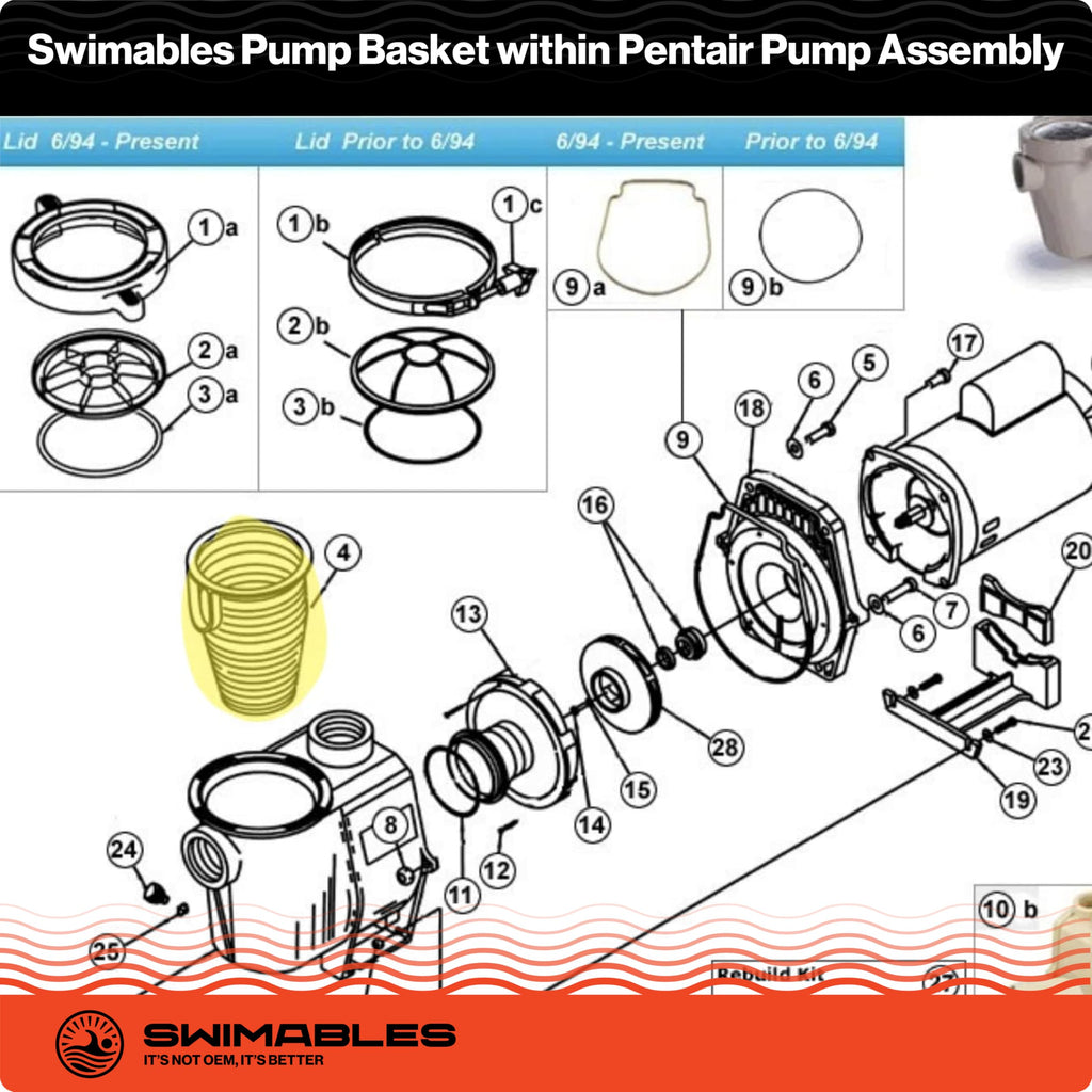 Swimables Pump Basket Compatible with Whisperflo & Intelliflo Pool Pump 070387-3X Durable Pro Grade Basket for Pentair Whisperflo Pump Pool Filter Basket - Small & Large Debris Pump Basket