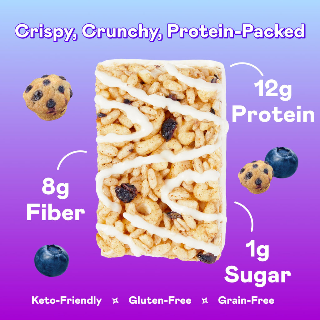 Magic Spoon Treats - 8 High Protein Bars, Blueberry Muffin - High Protein Gluten Free Snack - Sugar & Gluten Free Protein Cereal Bar - Low Carb & Keto Friendly - Healthy Snacks for Adults
