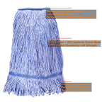 String Mop Heads Replacement Heavy Duty Commercial Grade Blue Cotton Looped End Wet Industrial Cleaning Mop Head Refills (6, Medium)