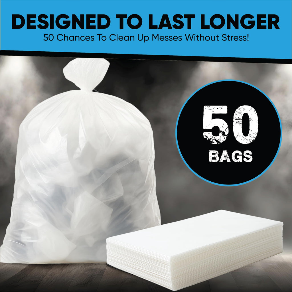 55-60 Gallon Clear Trash Bags | 50 Count | Large Clear Plastic Bags for Recycling, Garbage, and Commercial Use – Fits 55 Gallon and 60 Gallon Trash Cans