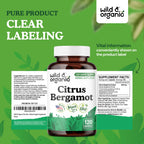 Wild & Organic Citrus Bergamot Capsules - Antioxidant & Overall Support - Citrus Bergamot Supplement - Citrus Bergamia Fruit Extract Powder - Vegan, No Fillers, Non-GMO - 120 Count