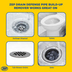 Zep Drain Defense Pipe Build-Up Remover - 64 oz (Case of 4) ZLDC64 - Professional Strength Liquid Pipe Build Up Remover