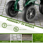 Toolsempire Garden Cart with Seat, Heavy-Duty Rolling Outdoor Wagon Scooter w/Height Adjustable & 360° Swivel Seat, Gardening Work Seat Stool, Patio Scooter on Wheels for Lawn Yard Planting (Green)