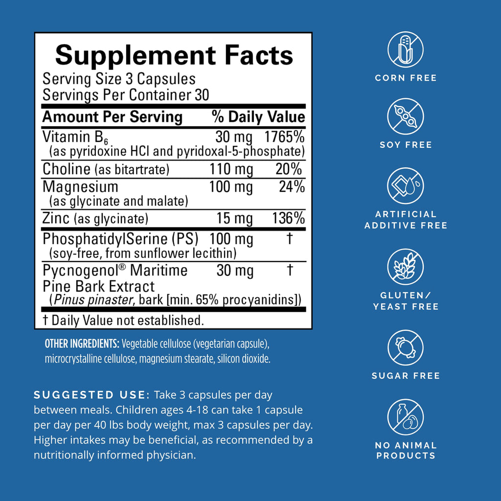 BRAINMD Dr Amen Attention Support - 90 Capsules - Promotes Mental Focus & Impulse Control - Gluten Free - 30 Servings