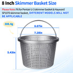 BJFGF Pool Skimmer Basket for Pentair U-3 & Hayward SP1070 Inground Pool Skimmers, 8" Weighted Upgrade Skimmer Basket - Replacement for 08650-0007 SPX1070E & B-9 Filter Baskets