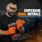GRIPXX Herkules Grip Heavy Duty 8Mil Orange Nitrile Gloves,3D Raised Diamond Texture-Latex & Powder Free-Industrial, Mechanic (10, Large)