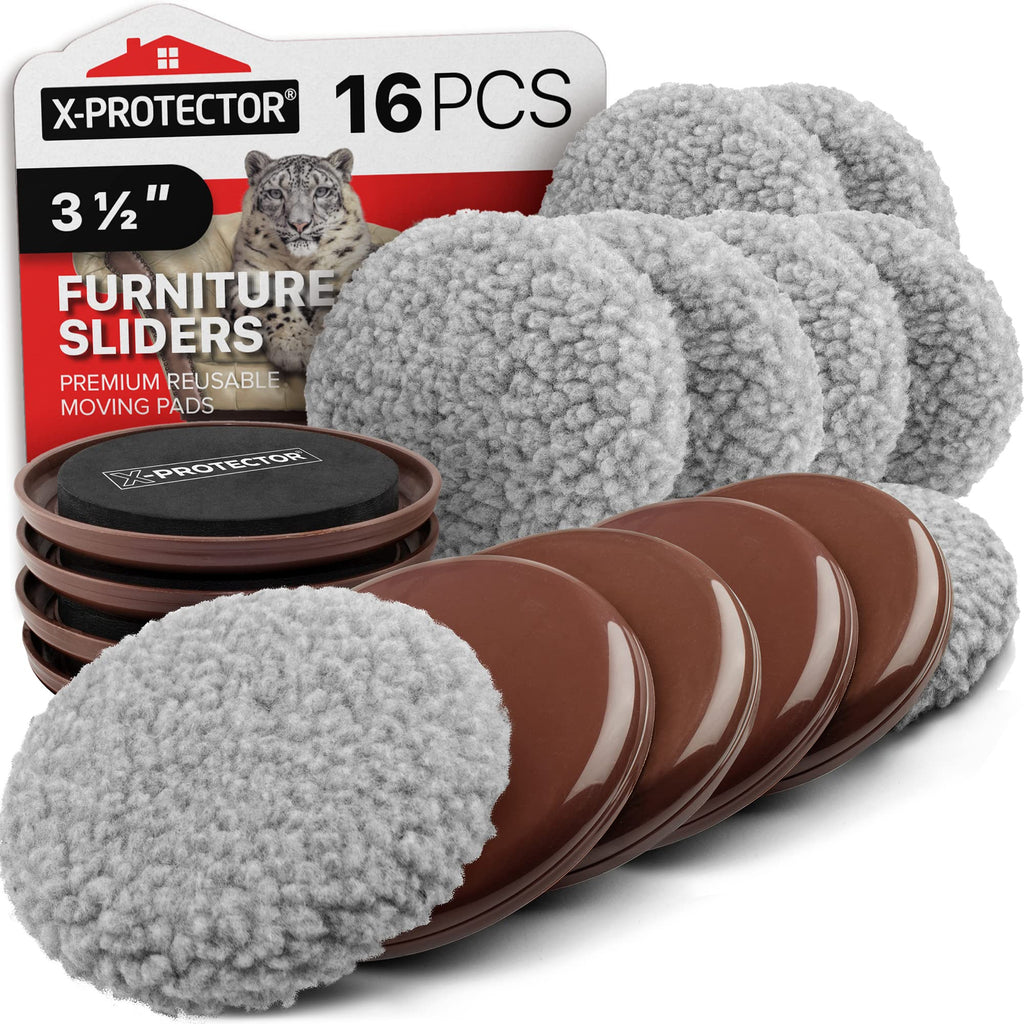 Furniture Sliders X-PROTECTOR - 8+8 Pack 3 1/2” Multi-Surface Sliders