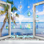 600 PCS DIY Suncatcher Kit Crystal Suncatchers for Windows Hanging Sun Catcher Kits for Adults Hanging Prism with Rainbow Maker for Indoor Window Garden Christmas Tree Decor Wedding Home