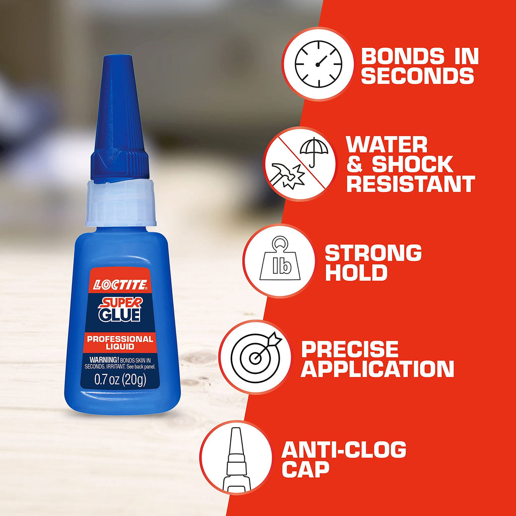 Loctite Super Glue Liquid Professional, Clear Superglue For Plastic, Wood, Metal, Crafts, & Repair, Cyanoacrylate Adhesive Instant Glue, Quick Dry - 0.14 fl oz Bottle, Pack Of 12
