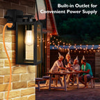 BesLowe 2-Pack Porch Lights Outdoor with UL Certified Outlet, Modern Outdoor Wall Lights Exterior Lighting Fixtures Waterproof, Exterior Wall Sconces Outside Lights for House Front Door Garage, Black