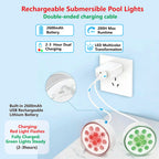 Upgraded Magnetic Pool Lights for Above ground and inground pool, Rechargeable Underwater RGB 16 Colors Submersible LED Lights with Remote & Timer Off, for Hot Tubs, Fountains, Party, Vase - 2 Pack