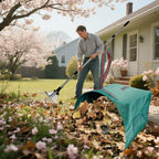RISETEX Leaf Rake with 53 Gal Leaf Bags, Expandable Heavy Duty Metal Set
