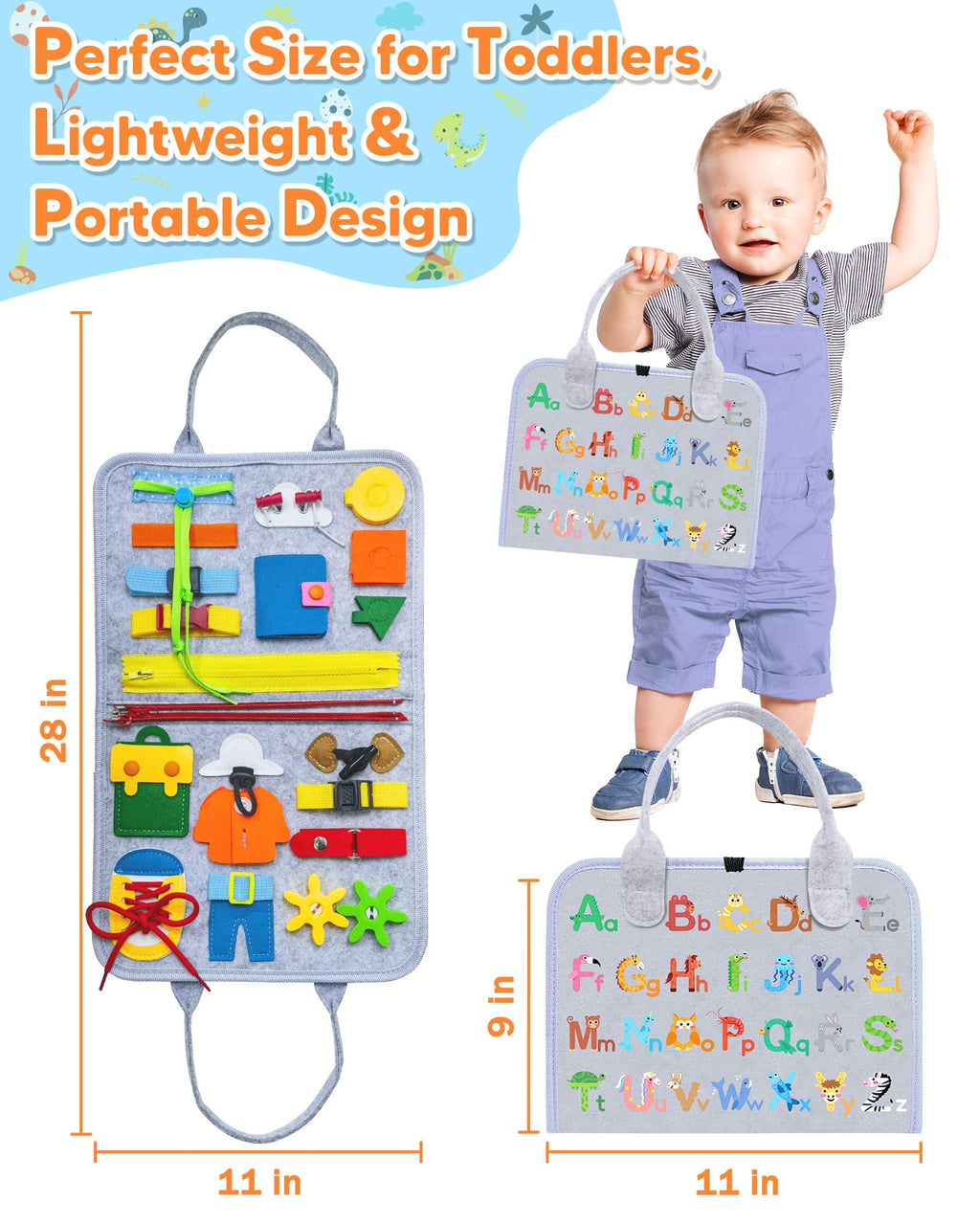 Gojmzo Busy Board Montessori Toys for Toddler Boy Girl Birthday Gifts, Busy Book Sensory Toys for Toddlers, Learning Educational Toddler Travel Activities