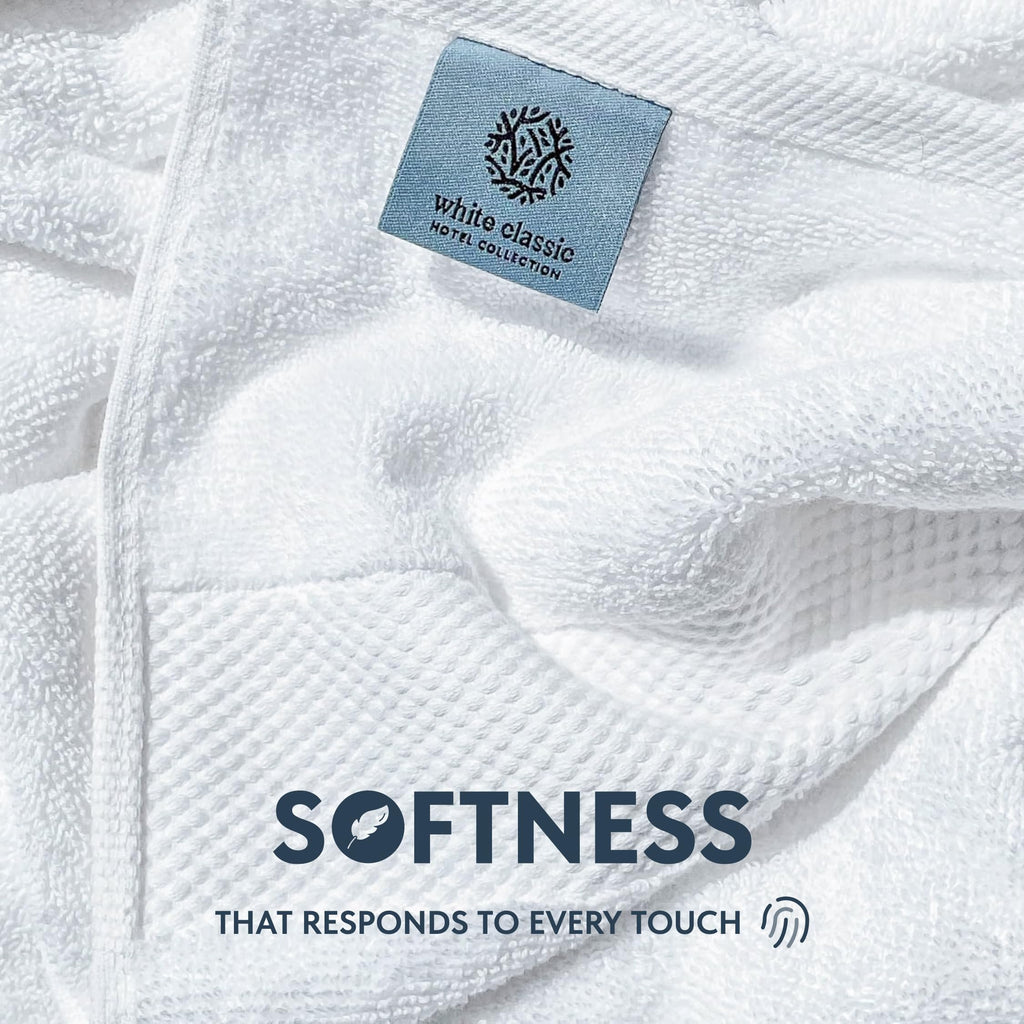 White Classic Luxury White Hand Towels - 100% Turkish Cotton, 16x30, 6 Pack