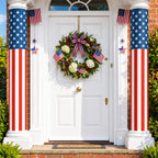 Frienda 4 Pack 4th of July American Flag Column Wraps 108 x 54 Inch Striped Porch Independence Day Column Wraps with 1 Roll Tape Disposable Pillar Wrap for Independence Day Party Outdoor Decor