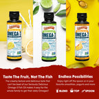 Barlean's Omega 3 Fish Oil Liquid Supplement for Men and Women, 1500mg of EPA and DHA Fatty Acid, Promotes Brain & Heart Health - Non-GMO, Variety Pack, 8 oz