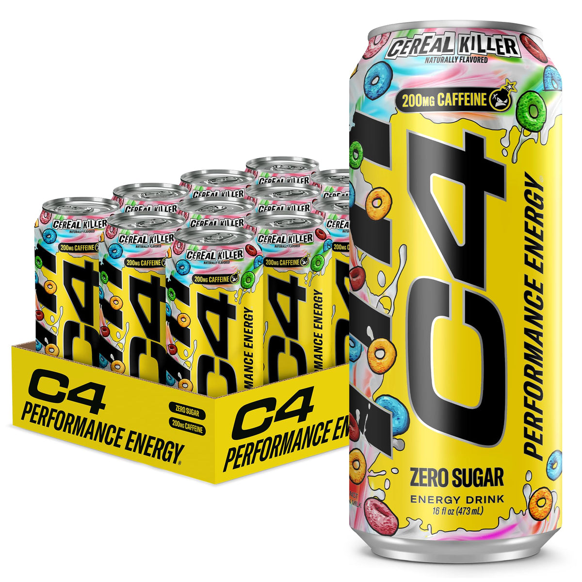 C4 Performance Energy Drink with Zero Sugar, Cereal Killer, 12pk