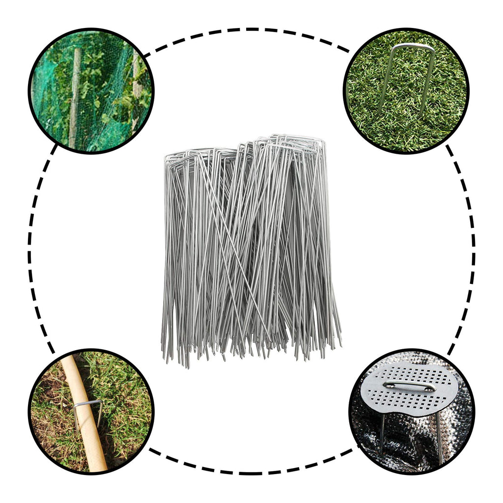LANIAKEA Garden Stakes 8 Inch Metal Garden Staples 200 Pack Galvanized Landscape Pins Heavy Duty Landscape Stakes for Gardening Fence Landscape Ground Cover