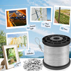 316 Stainless Steel Cable, 200FT 1/32IN Wire Rope with 50Pcs Aluminum Sleeves Stops, for String Lights Hanging, Clotheslines, Trellis Wire