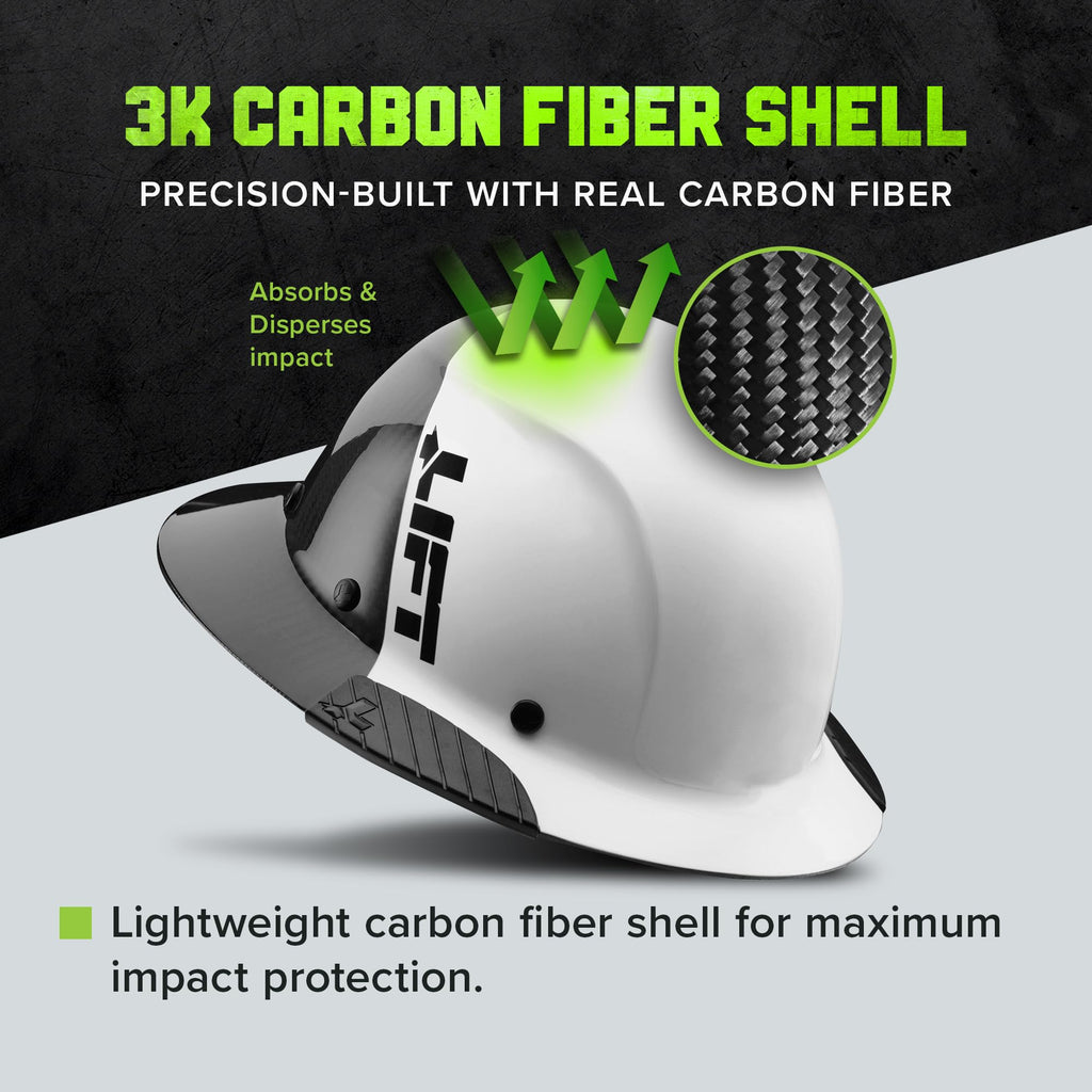 LIFT Safety HDF50C-20CK DAX Carbon Fiber Full Brim 50-50, White/Black Camo