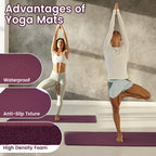 Fitvids 1/2-Inch Thick High Density Foam Exercise Yoga Mat with Carrying Strap, For Cushioning The Body Against Hard Floors, Deep Wine