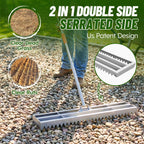 2-in-1 Lawn Leveling Rake, 20 Marking Flags for Low Spot,30"×10" Heavy Duty