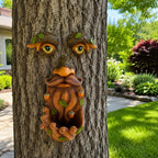 Mood Lab Tree Face Decor with Acorns - Old Man Tree Face Garden Hugger Decoration - Outdoor Tree Decoration