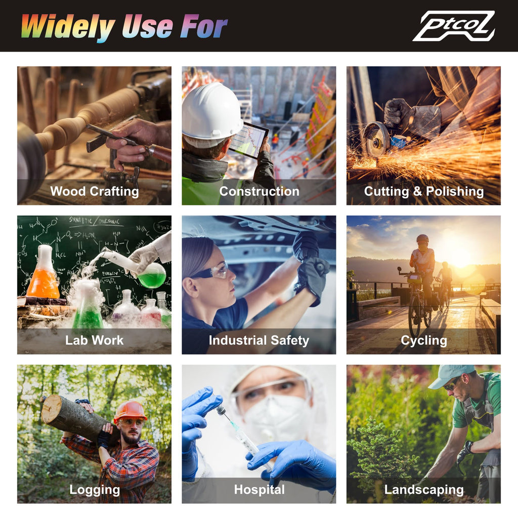 168 BULK PACK Safety Glasses in 7 Colors Unisex Clear Anti-Scratch Protective Goggles Impact Resistant Lens Eyewear with ANSI Z87.1 EN166 Certified Perfect for Construction, Shooting and Laboratory