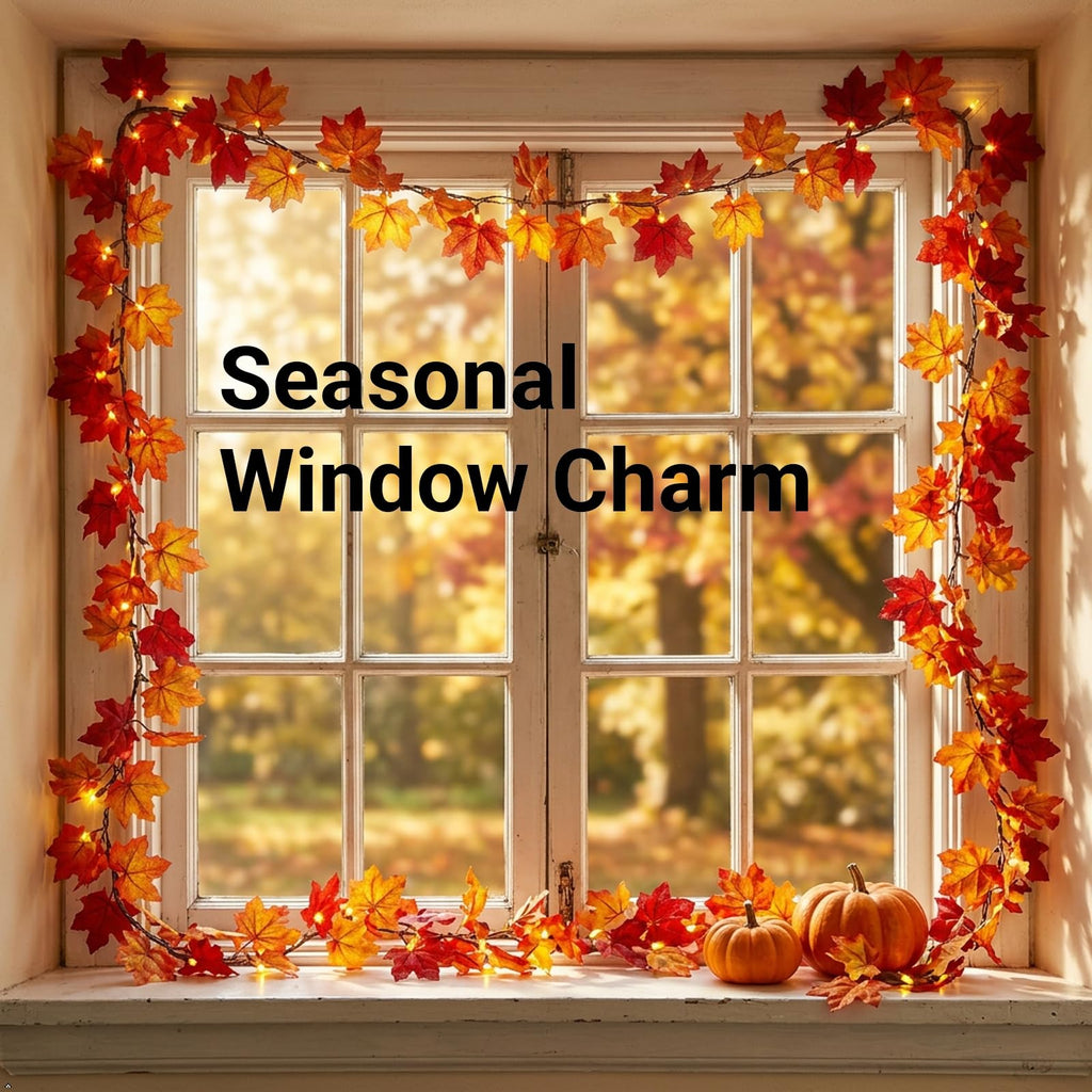 Brillarlights Fall Leaf Garland with Lights Plug in, 11FT Lighted Maple Leaf Garland with 50 Orange Bulbs, Connectable Fall Decorations for Home, Thanksgiving Halloween Mantel Stairs Porch Decor